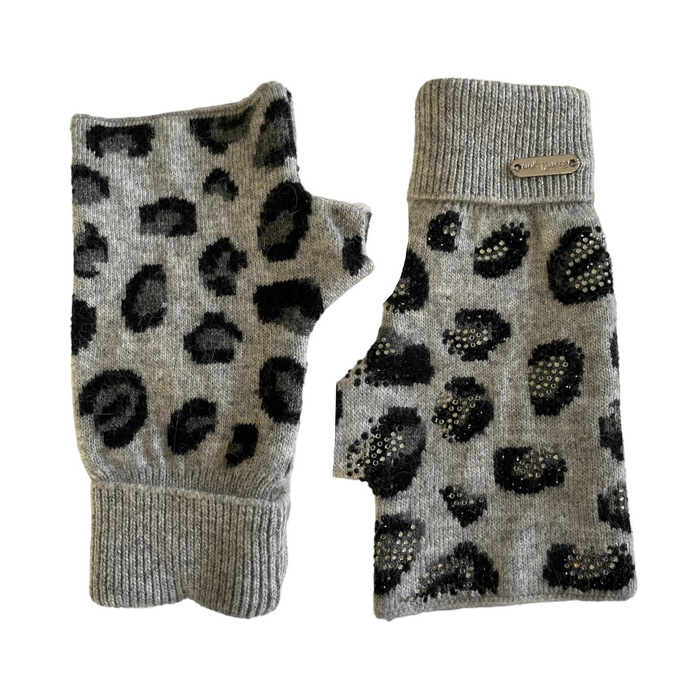 NWT Nordstrom Bari Lynn Leopard Print Knit Fingerless Gloves